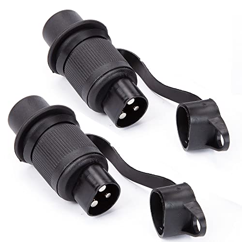 DARKGUARD 2Stück Anhänger Stecker 3polig 12v und 24v,3Poliger Stecker 12v Traktor,Flachsteckanschluss,Nach Din Norm 9680,mit Wasserfester Dichtung, Stecker für KFZ Anhängerkupplungen PKW (Stecker M2) von DARKGUARD