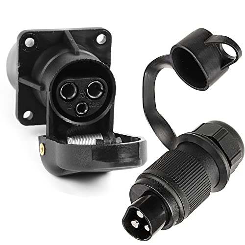 DARKGUARD Dreipoliger Stecker Traktor und 3Poliger Steckdose Traktor,3polig Landwirtschaftliche Stecker Steckdose 12v und 24v,Adapter 3polig für Wohnmobile Anhänger Boot (Stecker und Steckdose K1S41) von DARKGUARD