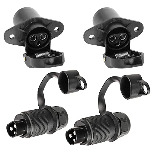 DARKGUARD Traktor 3Poliger Stecker und 3Poliger Steckdose 12v Traktor,Landwirtschaftliche 3polig Stecker Steckdose Steckanschluss 3polig für 12v 24v Anhängerkupplungen (Stecker und Steckdose K2S22) von DARKGUARD