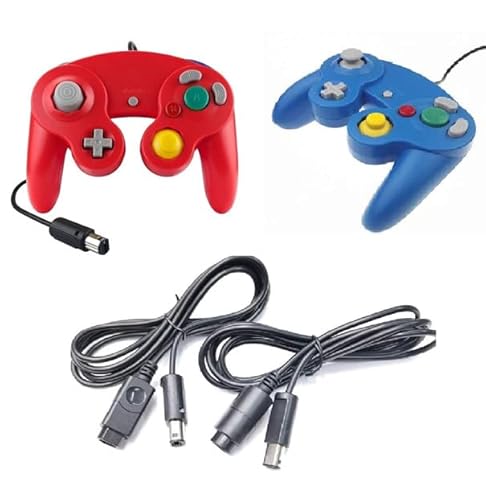 2 Controller Rot Blau + Verlängerungskabel für Nintendo Game Cube Controller GC Verlängerung Extansion Nintendo Wii Cable von DARLINGTON & Sohns