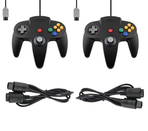 2 Controller passend für Nintendo 64 N64 Schwarz mit Verlängerungen Gamepad Joypad von DARLINGTON & Sohns