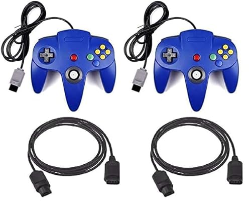 2 Controller passend für Nintendo 64 N64 blau mit Verlängerungen Gamepad Joypad von DARLINGTON & Sohns