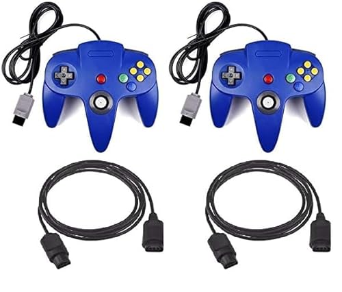2 Controller passend für Nintendo 64 N64 blau mit Verlängerungen Gamepad Joypad von DARLINGTON & Sohns