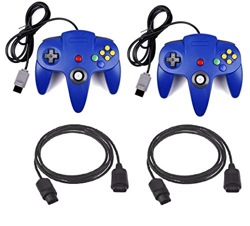 DARLINGTON & Sohns 2 Blaue Controller für Nintendo 64 N64 Joystick Blau Gamepad Joypad + Verlängerung Extansion Verlängerungskabel Gamepad von DARLINGTON & Sohns