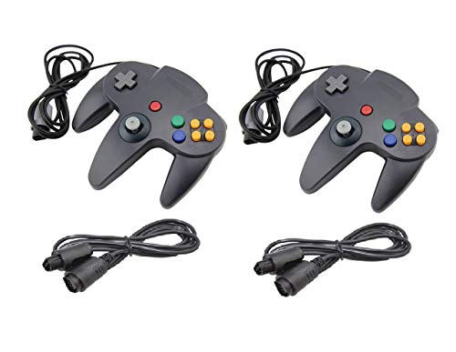 DARLINGTON & Sohns 2 Schwarze Controller für Nintendo 64 N64 Joystick Schwarz Gamepad Joypad + Verlängerung Extansion Verlängerungskabel Gamepad von DARLINGTON & Sohns