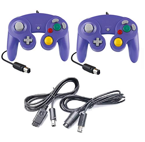 DARLINGTON & Sohns 2 Stück Controller Purple + Verlängerungskabel für Nintendo Game Cube Controller Violett Lila GC Verlängerung Extansion Nintendo Wii Cable von DARLINGTON & Sohns