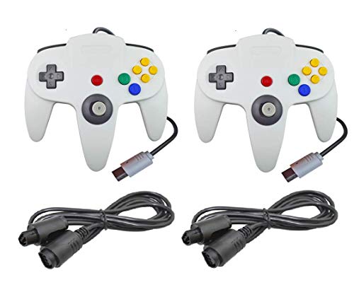 DARLINGTON & Sohns 2 Weiße Controller für Nintendo 64 N64 Joystick weiß White Gamepad Joypad + Verlängerung Extansion Verlängerungskabel Gamepad von DARLINGTON & Sohns