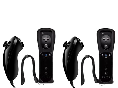 DARLINGTON & Sohns Zubehörset für Nintendo Wii 2 Remote Controller 2 Nunchuck Controller Schwarz Black Fernbedienung Ersatzcontroller Gamepad DARLINGTON & Sohns Zubehörset für Nintendo Wii 2 Remote Controller 2 Nunchuck Controller Schwarz Black Fernbedienung Ersatzcontroller Gamepad von DARLINGTON & Sohns