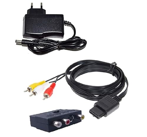 Set für Super Nintendo SNES Netzkabel + TV Scart 3 Chinch Kabel Fernsehkabel Ladekabel Stromkabel Stromstecker von DARLINGTON & Sohns
