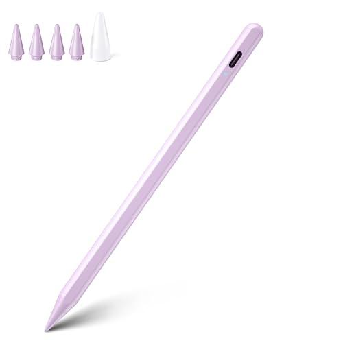 Stylus Stift für iPad 2018-2022,iPad Stift 2.Generation mit Palm-Ablehnung, Neigungsempfindlich, Magnetische Stylus Pen für iPad 6./7./8./9./10./Air 3./4./5./ Mini 5./6./Pro 11/Pro12.9 (Lila) von DARLYOR