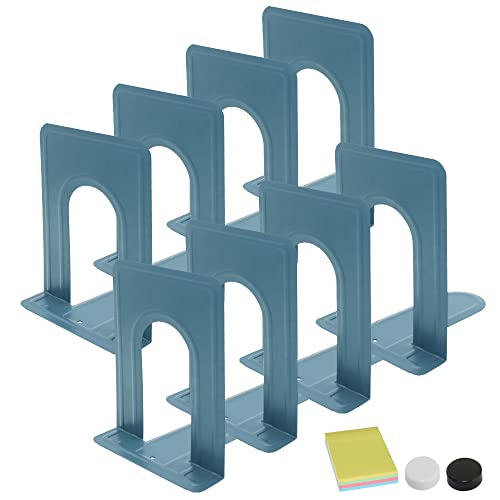 DARUITE Buchstütze, Buchstützen Metall Bücherhalter Bücherregal Kinder Bücherständer Kinder Book Holder Bücherstütze, für DVDs, Büro, Schule, Bibliothek, (126 x 147 x 170 mm - 4 Paar, Blau) von DARUITE