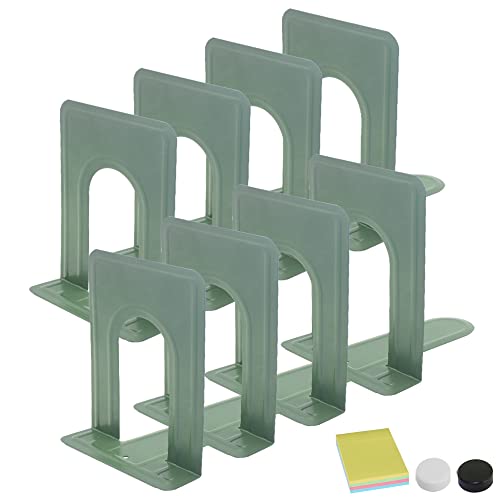 DARUITE Buchstütze, Buchstützen Metall Bücherhalter Bücherregal Kinder Bücherständer Kinder Book Holder Bücherstütze, für DVDs, Büro, Schule, Bibliothek, (126 x 147 x 170 mm - 4 Paar, Grün) von DARUITE