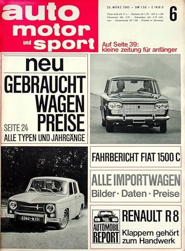 Auto Motor und Sport 06/1965 - Echte, historische Zeitschrift von 1965 - Personalisiertes Geschenk zum 60. Geburtstag für Männer - Original aus dem Jahr 1965 - Die Geschenkidee für den Mann Auto Motor und Sport 06/1965 - Echte, historische Zeitschrift von 1965 - Personalisiertes Geschenk zum 60. Geburtstag für Männer - Original aus dem Jahr 1965 - Die Geschenkidee für den Mann von DAS GEBURTSTAGSGESCHENK HISTORISCHE ZEITSCHRIFTEN