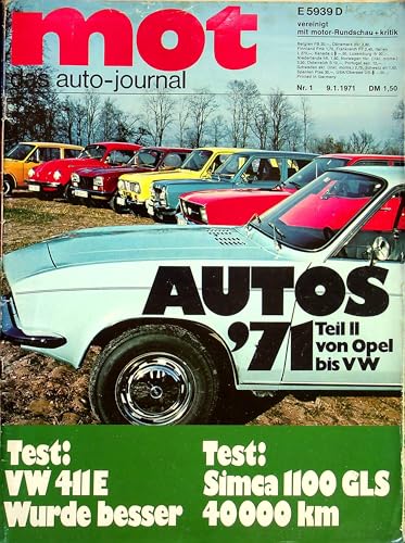 Echte, historische Zeitschrift von 1971 - Garantiert 54 Jahre alt - Personalisiertes Geschenk 54. Geburtstag Mann - Original aus dem Jahr 1971 - Die Geschenkidee für Männer - MOT 01/1971 von DAS GEBURTSTAGSGESCHENK HISTORISCHE ZEITSCHRIFTEN