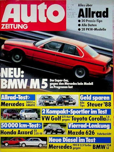 Echte, historische Zeitschrift von 1988 - Garantiert 37 Jahre alt - Personalisiertes Geschenk 37. Geburtstag Mann - Original aus dem Jahr 1988 - Die Geschenkidee für Männer - Autozeitung 01/1988 von DAS GEBURTSTAGSGESCHENK HISTORISCHE ZEITSCHRIFTEN