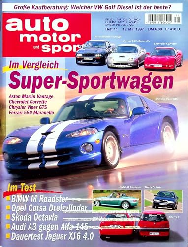 Echte, historische Zeitschrift von 1997 - Garantiert 28 Jahre alt - Personalisiertes Geschenk 28. Geburtstag Mann - Original aus dem Jahr 1997 - Die Geschenkidee für Männer - Auto Motor Sport 11/1997 von DAS GEBURTSTAGSGESCHENK HISTORISCHE ZEITSCHRIFTEN