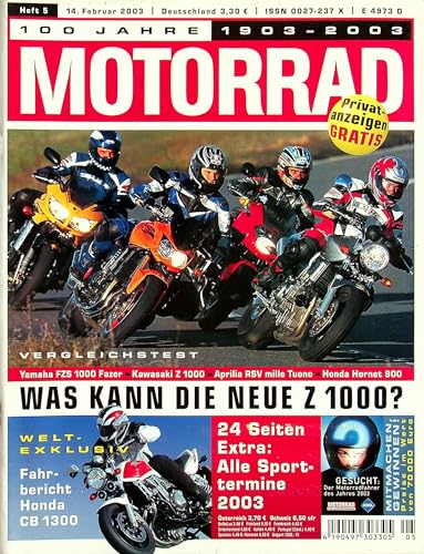 Echte, historische Zeitschrift von 2003 - Garantiert 22 Jahre alt - Personalisiertes Geschenk 22. Geburtstag Mann - Original aus dem Jahr 2003 - Die Geschenkidee für Männer - Motorrad 05/2003 Echte, historische Zeitschrift von 2003 - Garantiert 22 Jahre alt - Personalisiertes Geschenk 22. Geburtstag Mann - Original aus dem Jahr 2003 - Die Geschenkidee für Männer - Motorrad 05/2003 von DAS GEBURTSTAGSGESCHENK HISTORISCHE ZEITSCHRIFTEN