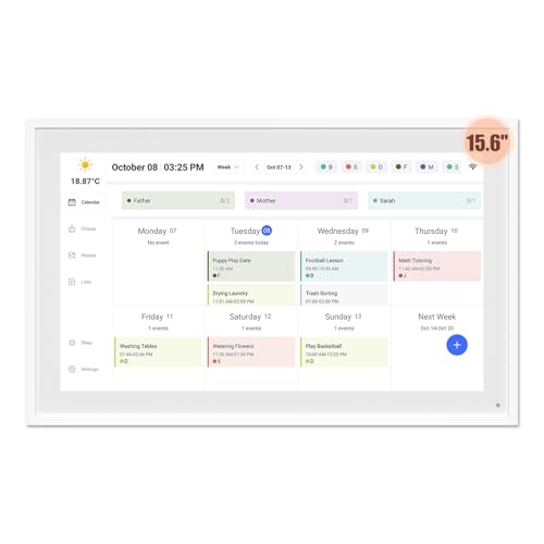 Digitaler Kalender: 15,6 Zoll Smart Digital Kalender & Aufgabendiagramm, Full HD Interaktives Touchscreen Display für Familienpläne - Inklusive Schreibtischständer und Wandmontage von DASFIWO
