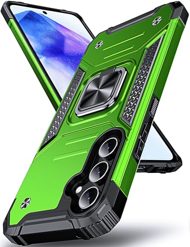 DASFOND Armor Hülle für Samsung Galaxy A55 5G Case Militär Stoßfest Handyhülle [Upgrade 2.0] 360 Grad Metal Ring Halter Ständer Schutzhülle [für Handyhalterung Auto Magnet], Grün von DASFOND