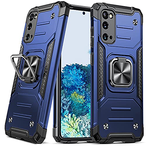 DASFOND Armor Hülle für Samsung Galaxy S20 5G Case mit Kameraschutz Militär Stoßfest Handyhülle [Upgrade 2.0] 360 Grad Metal Ring Halter Ständer Schutzhülle [für Handyhalterung Auto Magnet], Blau von DASFOND
