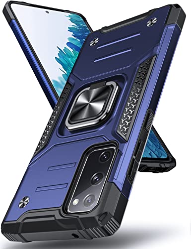 DASFOND Armor Hülle für Samsung Galaxy S20 FE 4G/5G Case Militär Stoßfest Handyhülle [Upgrade 2.0] 360° Metal Ring Halter Ständer Schutzhülle [für Handyhalterung Auto Magnet], Blau von DASFOND