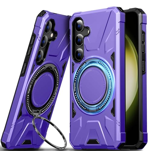DASFOND Armor Hülle für Samsung Galaxy S24 5G Case Militär Stoßfest Handyhülle [Upgrade 2.0] Metal Ring Halter Ständer Schutzhülle, lila von DASFOND