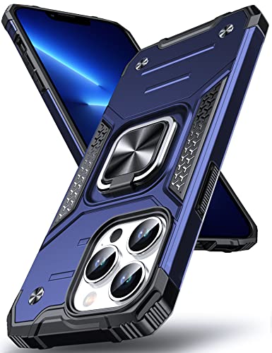 DASFOND Armor Hülle für iPhone 13 Pro Case Militärische Stoßfeste Handyhülle [Upgrade 2.0] 360 ° Ständer Cover für Auto Magnet, Blau von DASFOND