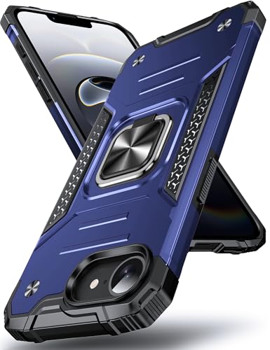 DASFOND Armor Hülle für iPhone 16e Case Militär Stoßfest Handyhülle [Upgrade 2.0] 360 Grad Metal Ring Halter Ständer Schutzhülle [für Handyhalterung Auto Magnet], Blau von DASFOND