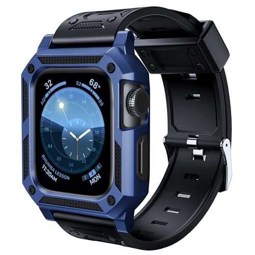 DASFOND Armor Series Armband mit Schutzhülle Kompatibel mit Apple Watch 38/40/41mm, Militär Robustes Sport Armband mit Gehäuse für iWatch Series 9/8/7/6/5/4/3/2/1/SE, Blau von DASFOND