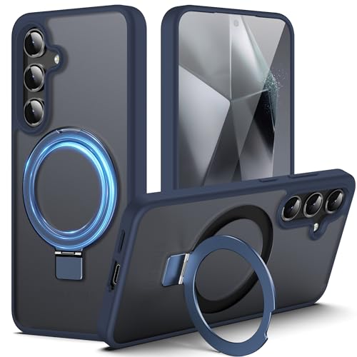DASFOND Hülle für Samsung Galaxy S24 5G Case mit Ständer, [Kompatibel mit MagSafe ] [All-in-1] Upgraded Magnetische Bumper Cover mit Unsichtbar Ständer Handyhülle stoßfesten Schutzhülle, Blau von DASFOND