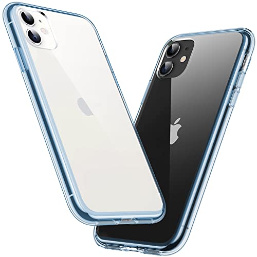 DASFOND Hülle für iPhone 11, Crystal Clear Nie Vergilbung Cover Transparent stoßfest Ultra dünn Handyhülle, Anti-Scratch Klar Rückseite Handyhülle Flexibel Hard Case, Blau von DASFOND