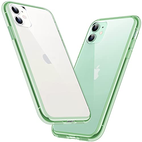 DASFOND Hülle für iPhone 11, Crystal Clear Nie Vergilbung Cover Transparent stoßfest Ultra dünn Handyhülle, Anti-Scratch Klar Rückseite Handyhülle Flexibel Hard Case, Grün von DASFOND