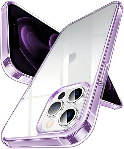 DASFOND Hülle für iPhone 12/12 Pro, Crystal Clear Nie Vergilbung Cover Transparent stoßfest Ultra dünn Handyhülle, Anti-Scratch Klar Rückseite Handyhülle Flexibel Hard Case, Lila von DASFOND