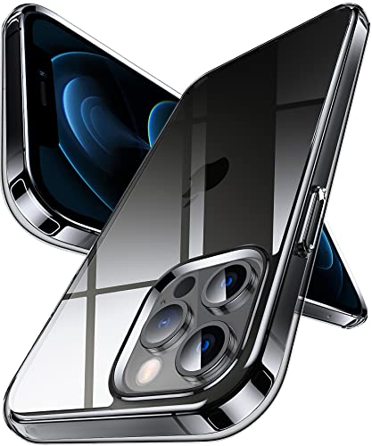 DASFOND Hülle für iPhone 12/12 Pro, Crystal Clear Nie Vergilbung Cover Transparent stoßfest Ultra dünn Handyhülle, Anti-Scratch Klar Rückseite Handyhülle Flexibel Hard Case, Schwarz von DASFOND