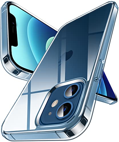 DASFOND Hülle für iPhone 12 Mini, Crystal Clear Nie Vergilbung Cover Transparent stoßfest Ultra dünn Handyhülle Anti-Scratch Klar Rückseite Handyhülle Flexibel Hard Case, Blau von DASFOND