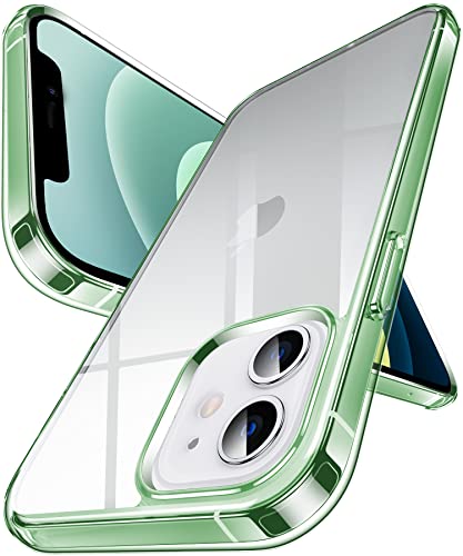 DASFOND Hülle für iPhone 12 Mini, Crystal Clear Nie Vergilbung Cover Transparent stoßfest Ultra dünn Handyhülle Anti-Scratch Klar Rückseite Handyhülle Flexibel Hard Case, Grün von DASFOND