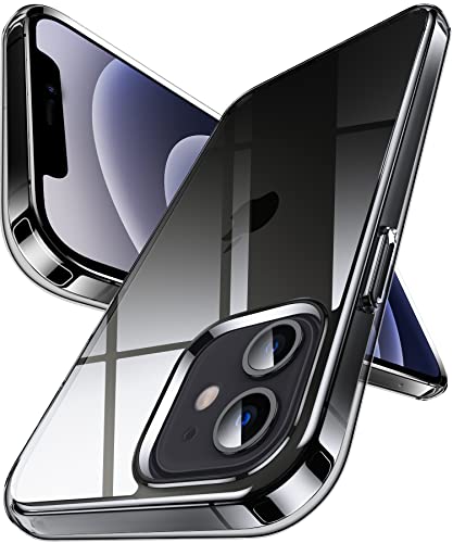 DASFOND Hülle für iPhone 12 Mini, Crystal Clear Nie Vergilbung Cover Transparent stoßfest Ultra dünn Handyhülle Anti-Scratch Klar Rückseite Handyhülle Flexibel Hard Case, Schwarz von DASFOND