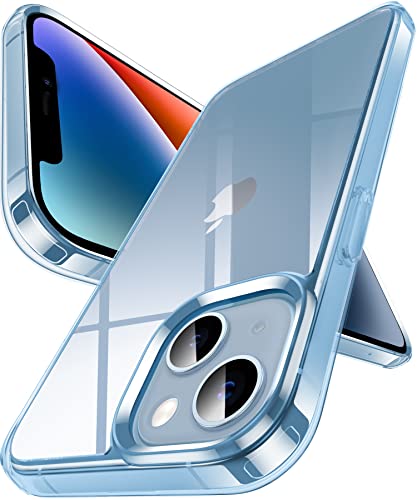 DASFOND Hülle für iPhone 14 und iPhone 13, Crystal Clear Nie Vergilbung Cover Transparent stoßfest Ultra dünn Handyhülle Anti-Scratch Klar Rückseite Handyhülle Flexibel Hard Case, Blau von DASFOND