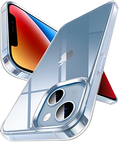 DASFOND Hülle für iPhone 14 und iPhone 13, Crystal Clear Nie Vergilbung Cover Transparent stoßfest Ultra dünn Handyhülle Anti-Scratch Klar Rückseite Handyhülle Flexibel Hard Case, Durchsichtig von DASFOND