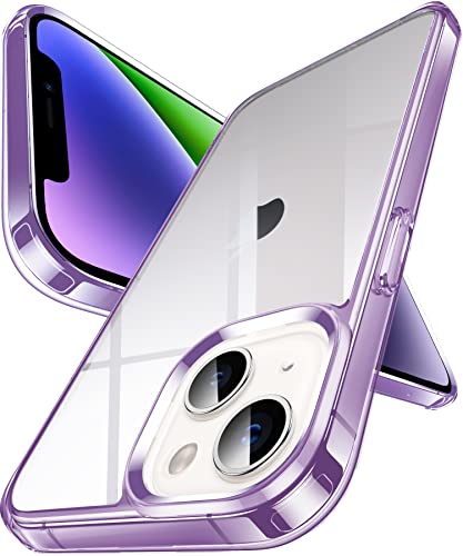 DASFOND Hülle für iPhone 14 und iPhone 13, Crystal Clear Nie Vergilbung Cover Transparent stoßfest Ultra dünn Handyhülle Anti-Scratch Klar Rückseite Handyhülle Flexibel Hard Case, Lila von DASFOND