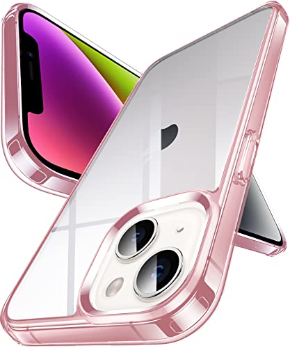 DASFOND Hülle für iPhone 14 und iPhone 13, Crystal Clear Nie Vergilbung Cover Transparent stoßfest Ultra dünn Handyhülle Anti-Scratch Klar Rückseite Handyhülle Flexibel Hard Case, Rosa von DASFOND