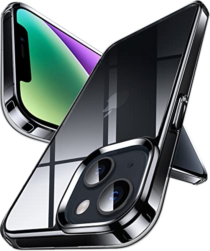 DASFOND Hülle für iPhone 14 und iPhone 13, Crystal Clear Nie Vergilbung Cover Transparent stoßfest Ultra dünn Handyhülle Anti-Scratch Klar Rückseite Handyhülle Flexibel Hard Case, Schwarz von DASFOND