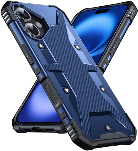 DASFOND Hülle für iPhone 16 Case mit Kameraschutz, Upgraded Militär Stoßfest Robust Heavy Duty Bumper Handyhülle Schutzhülle Cover für iPhone 16, Blau von DASFOND