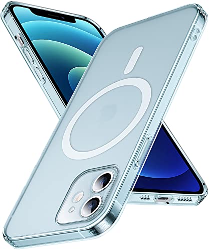 DASFOND Transparente Matt Magnetisch für iPhone 12 Hülle, [Kompatibel mit MagSafe ] [Leuchtend Luminous] Magnetische für iPhone 12 Handyhülle mit Kameraschutz Stoßfest Schutzhülle Case, Blau von DASFOND