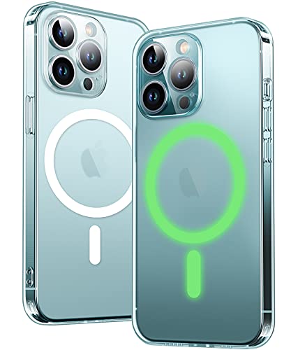 DASFOND Transparente Matt Magnetisch für iPhone 13 Pro Hülle, [Kompatibel mit MagSafe ] [Leuchtend Luminous] Magnetische für iPhone 13 Pro Handyhülle mit Kameraschutz Stoßfest Schutzhülle, Blau von DASFOND