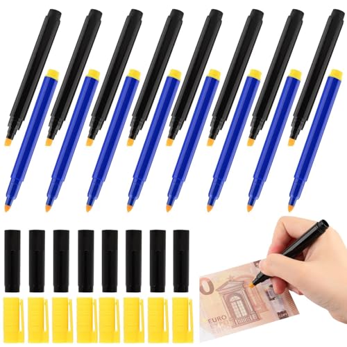 16 Stück Geldscheinprüfer Stift,Geldprüfstift,Falschgeld Stift, Geldscheinprüfer, Gefälschte Stift Geld, Stift Prüfer (Schwarz/Gelb) von DASHUAIGE
