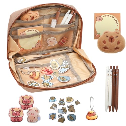 DASIAUTOEM 68 Stück Capybara Schreibwaren Set, Großes Federmäppchen für Kinder Niedliches Capybara Federmäppchen Mit Stiften, Clips, Aufkleber Zubehör für Schüler, Schreibwarenbedarf DASIAUTOEM 68 Stück Capybara Schreibwaren Set, Großes Federmäppchen für Kinder Niedliches Capybara Federmäppchen Mit Stiften, Clips, Aufkleber Zubehör für Schüler, Schreibwarenbedarf von DASIAUTOEM
