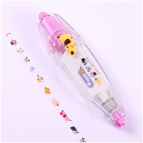 68 PCS DIY Cute Animals Press Type Decorative Pen,Süßer Klebebandstift, DIY Lace Decoration Tape Pen, Handwerk Tagebuch Scrapbooking Klassenbelohnungen (12,12pcs) von DATOUJL