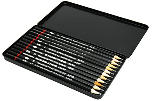 DAUMKINO® Bleistiftset mit 12 Qualitäts-Bleistiften sehr weich 8B bis hart 2H in Metallbox, zum Zeichnen, Entwerfen, schnellen Skizzieren und Schraffieren für zu Hause und unterwegs von DAUMKINO