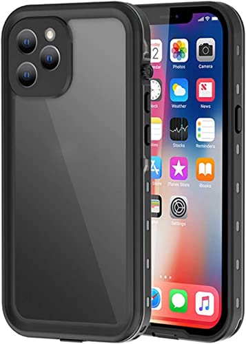 DAVNO Hülle kompatibel mit iPhone 12 Pro Max, IP68 wasserdichte Hülle TPU Silikon Bumper Anti-Kratzer Transparent Stoßfest Schutzhülle für iPhone 12 Pro Max 6,7 Zoll (Farbe: Schwarz) von DAVNO